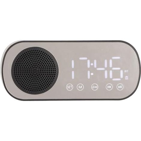 Doppia sveglia e altoparlante Bluetooth - Radio FM digitale portatile con ampio schermo LED per notizie e previsioni del tempo. (1/5)