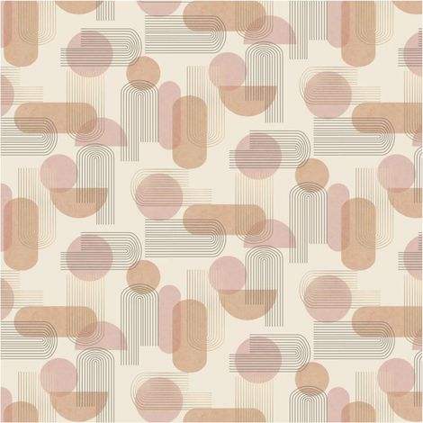 Holden Decor Arch Geo Orange Wallpaper Geometric Shapes Brown Gold Lines