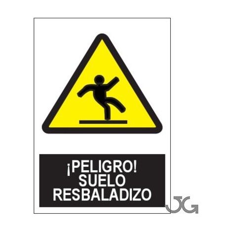SEÃ‘AL PELIGRO SUELO RESBALADIZO 210X290MM - METALICAS JULIO GARC