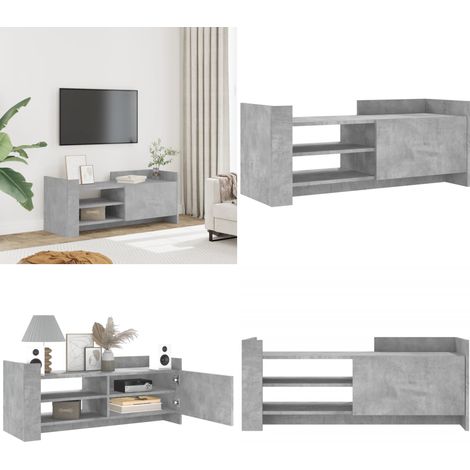 Meuble TV Gris béton 100x35x40 cm Bois d'ingénierie - Meubles Tv - Meuble Tv - Support Tv - Banc Tv - Meuble Rangement - Home & Living (1/5)
