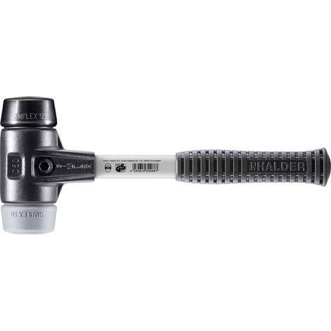 HALDER SIMPLEX Hammer aus gefülltem Gummi / TPE mittel mit verstärktem Tempergussgehäuse und Glasfaserstiel - D=50 mm - 3723.050 (1/5)