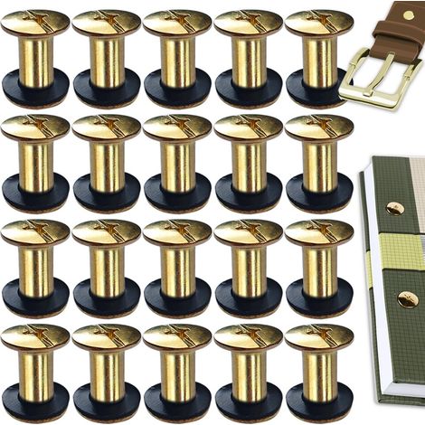 20 Kits Vis Chicago Screws,M510mm Vis de Livre,Rivet a Visser de remplacement en métal pour sacs, livres, colliers, sacs à dos, laisses de chien, laisses (Or) (1/5)