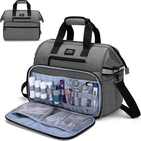 Sac Médical Malette Infirmiere pour Fournitures Médicales pour Visites à Domicile Soins de Santé Gris