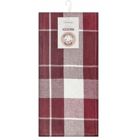 Set panni cucina 2 pz 50x70 Mona bordeaux bianco quadri Eurofirany (1/5)