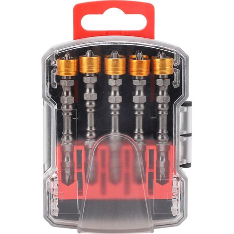 Set mit 10 magnetischen PH-Schraubendreherbits mit 1/4-Zoll-Sechskantschaft (S2-Schaft) für elektrische Bohrmaschinen, inklusive Aufbewahrungskoffer (1/5)