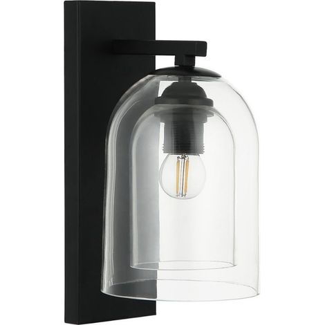 Applique murale Elaris noir double verre transparent E27 15W (1/3)