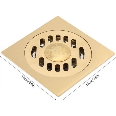 NALOOKAMIC Crépine de drainage de sol en cuivre doré 10x10cm, grande capacité pour salle de bain et douche, anti-odeur et anti-colmatage