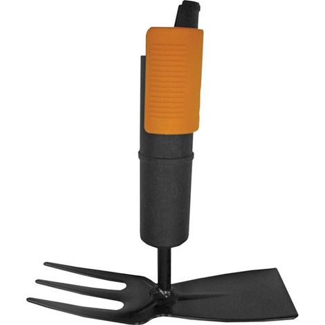 Fiskars QuikFit 1000735 - Zappa Spingi e Tira (Piatta/Tridente) QuikFit in Acciaio, Lama 5,5 cm, Nero e Arancione