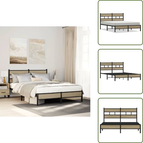 Cadre de lit sans matelas chĂŞne sonoma 137x190 cm - Cadre De Lit - Cadres De Lit - Lit Double - Lit (1/5)