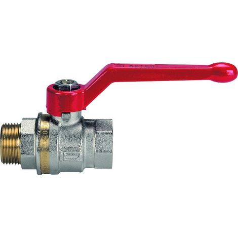 Robinet boisseau sphérique laiton PN 40 poignée alu baguée acs 26x34 (1/2)