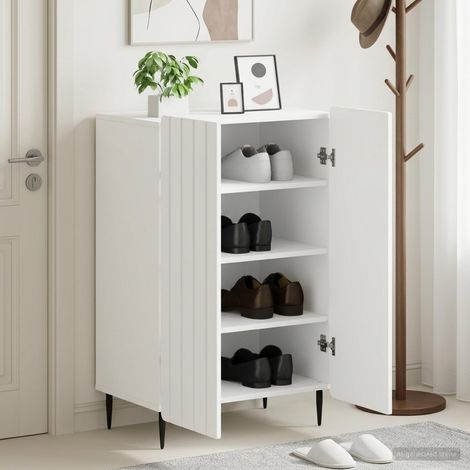 vidaXL Shoe Cabinet ZWOLLE 59.5 x 39.5 x 91.5 cm Engineered Wood White (1/5)