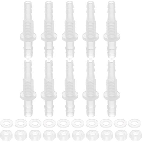 10Pcs Raccord En Plastique Pour Tuyau 3/16" x 1/4"(5mm x 6mm  Adaptateur De Traverse Raccord Union Raccordeur De Tuyau Avec Ecrou M8 Et Rondelle Pour Aquarium Air Eau Carburant (1/5)
