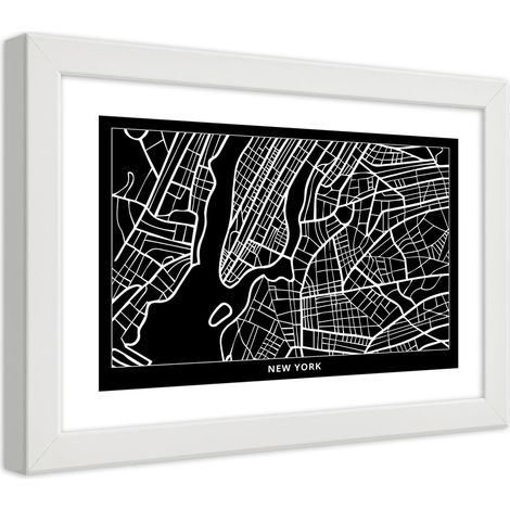 Quadro con cornice, Piano di New York - 90x60 (1/5)