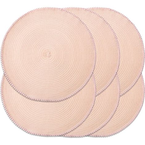 Lot de 6 sets de table ronds tressés de 38,1 cm pour tables de salle à manger, sets de table tissés naturels résistants à la chaleur (B rose)'B Rose. 6 PCS'B Rose.'6 PCS (1/5)