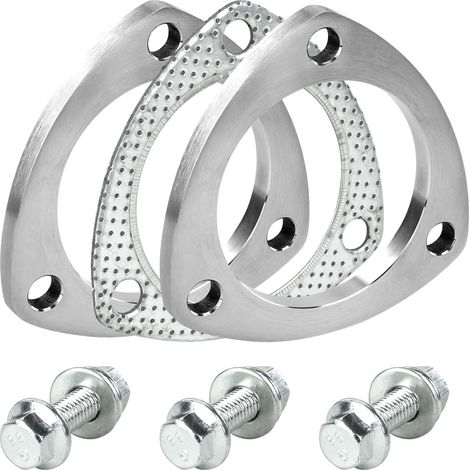3-Zoll (76 mm) Auspuffflansch-Set – 2 Flansche, 1 Dichtung, 6 Sechskantmuttern und 6 Edelstahl-Unterlegscheiben – Universeller Anschluss für Turbo- und Ladeluftkühler-Schalldämpfer (1/5)