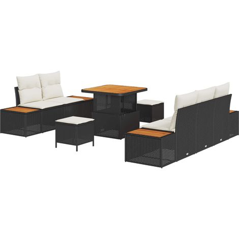 Garden Sofa Set with Cushion 8 pcs Black and Cream vidaXL (1/5)