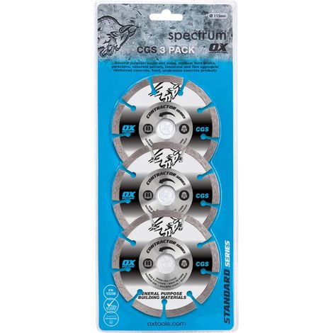 OX Spectrum Contractor CGS Grinder Blade Triple Pack Diamond 115mm 22mm Bore (1/2)