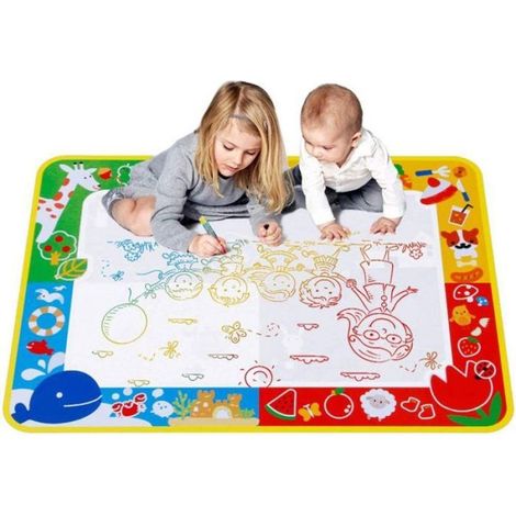 Tapis de dessin à l'eau réutilisable 70 x 100 cm pour enfants, bébés, filles et garçons Label VoltPulse (1/5)