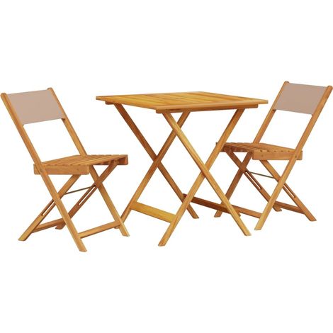 Maison Exclusive - Set da Bistrot 3pz Tortora in Tessuto e Legno Massello