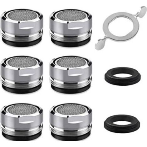 Faucet Aerator [6 Pack], Faucet Filter, Faucet Aerator, Water Saving Aerator, Including 8 Washers and 1 Hand Plate, Suitable for Kitchen and Bathroom MUMU (1/4)