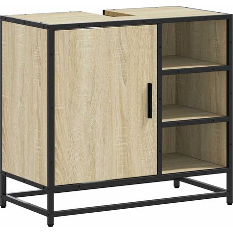 Meuble de salle de bain avec lavabo Chêne Sonoma 65 x 33 x 60 cm Bois d'ingénierie (1/5)