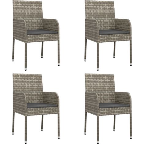 Maison Exclusive - Gartenstühle mit Kissen 4 Stk. Poly Rattan Gra