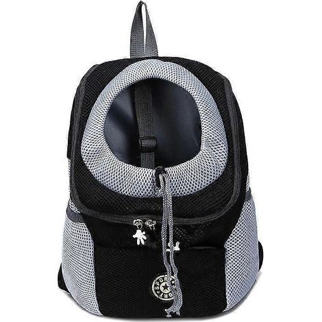 Sac à dos pour chien avec bandoulière respirante, idéal pour les petits et moyens chiens, chats et lapins, parfait pour les voyages et la randonnée (noir), taille L. (1/5)