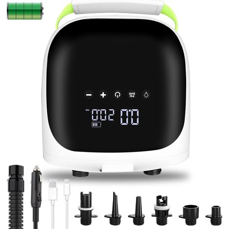 Elektrische Elektrische Luftpumpe Akku Wiederaufladbare 110 V AC/12v DC mit Auto Off/2-Stufen Inflation/Typ-c Schnellladung, für Paddle Board/Kajak/Flügel/Drachen/Zelt (1/4)