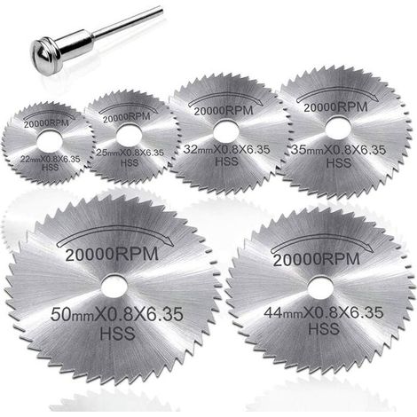 7 pièces ensemble Mini HSS lame de scie circulaire outil rotatif pour Dremel coupe-métal ensemble d'outils électriques disques de coupe en bois perceu (1/5)