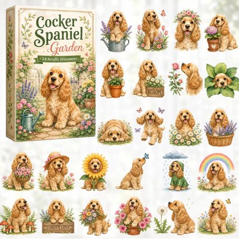 New Christmas Advent Calendar 2026 - Cocker Spaniel Garden Theme - A - Graphic Design