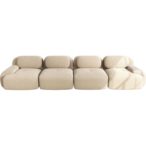 4-Sitzer-Modulsofa aus Samtoptik-Bezug, beige, ohne Montage, MODENUIT (1/5)