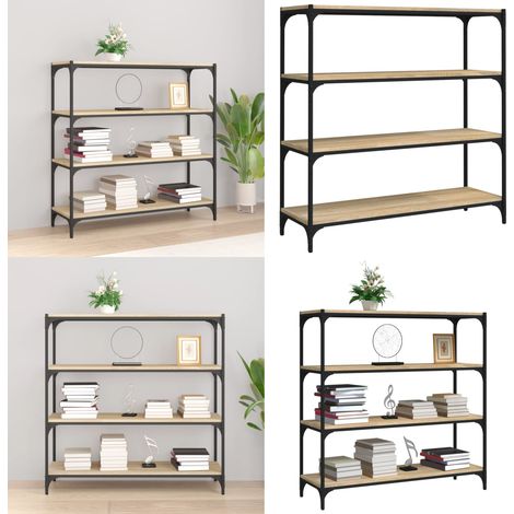 Bücherregal Sonoma-Eiche 100x33x100 cm Holzwerkstoff und Stahl - Holzregal - Stahlregal (1/5)