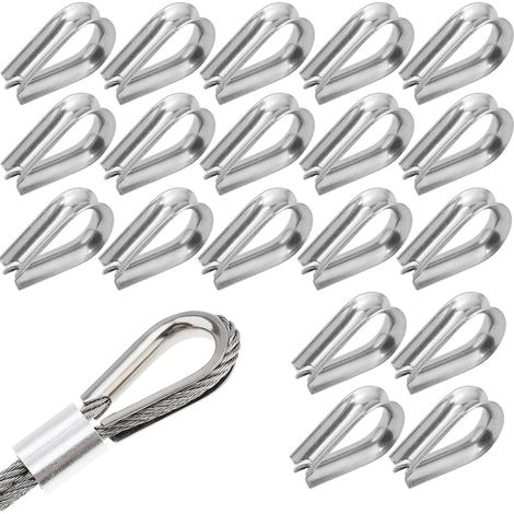 15 Pièces Serre Cable Acier 3mm, Serre Cable Inox, Tendeur Cable Inox, M4 Cosses De Cable Metallique, Cosse De Câble En Acier Inoxydable, Pour La Fixation D'Auvent De Corde à Linge (1/5)