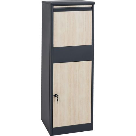 Cassetta postale pacchi HHG-623 XL acciaio zincato antracite legno chiaro