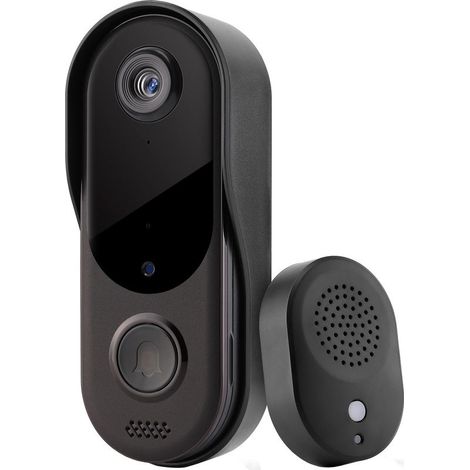 Sonnette sans Fil avec Caméra,1080P WiFi Sonnette Étanche, Batterie Visiophone sans Fil avec Carillon, Audio Bidirectionnel, Vision Nocturne Infrarouge, Détection Humaine PIR (1/4)
