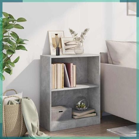 800859 Bibliothèque Gris béton 60x24x76 cm Bois d'ingénierie (1/5)