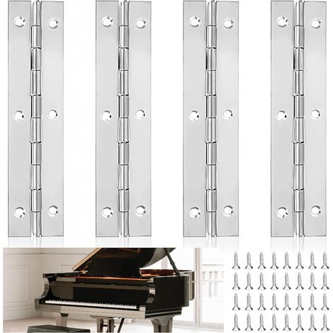 4 Pièces Charnière Piano, 120mm×25mm Charnière Inox Acier Inoxydable avec 32 Vis Charniere Porte pour Portes D'armoire Piano (1/5)