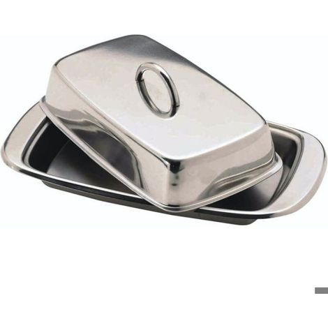 Beurrier - Acier Inoxydable - Avec Couvercle - 19,5 x 11 x 7,2 cm - Argent - 1 Pièce (1/5)