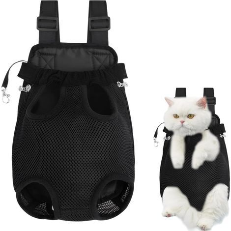 Haustierrucksack – Verstellbar – Schwarz – Tragbar – Faltbar und atmungsaktiv – Für kleine Hunde, Welpen, Katzen, Wandern, Reisen und Outdoor-Aktivitäten (1/5)