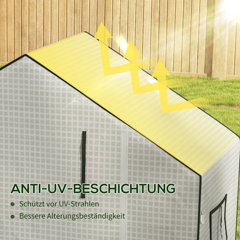 Film de remplacement pour serre, housse anti-UV avec porte enroulable, fenêtres latérales, uniquement la bâche 140 x 73 x 190 cm, blanc (1/5)