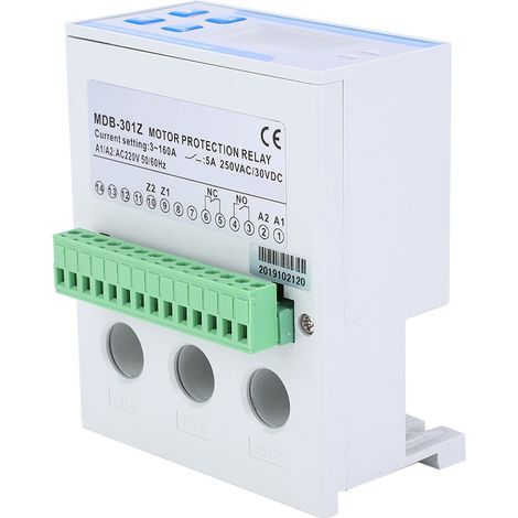 Protecteur de moteur intégré triphasé numérique 220 V CA 3-160 A contre les surintensités et les défauts de phase, protection contre les surcharges et les sous-charges. (1/5)
