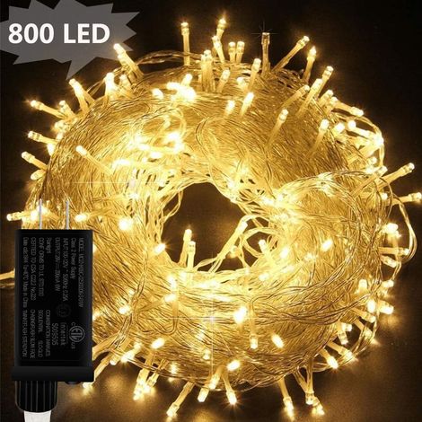 Guirlande lumineuse extérieure blanc chaud, étanche, scintillante, idéale pour décorer une chambre, un jardin ou un arbre à Noël, Thanksgiving, un mariage ou une fête. (1/5)