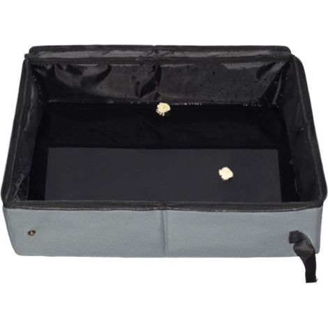 Bac à litière imperméable et pliable en tissu 600D – Toilettes portables pour chat avec couvercle, idéales pour les voyages – Bac à litière portable et adapté à la voiture – Gris – 55 x 42,5 x 13 cm (1/5)