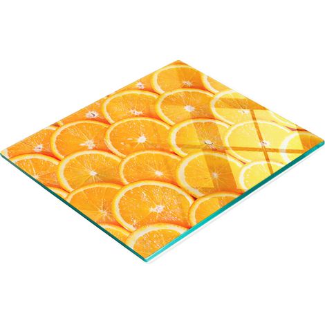 Tablero de vidrio resistente y elegante con estampado de rodajas de naranja, 60x52 cm.