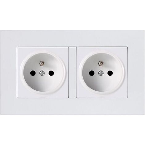 Double prise 2P+T 16A précâblée Blanc- (1/4)