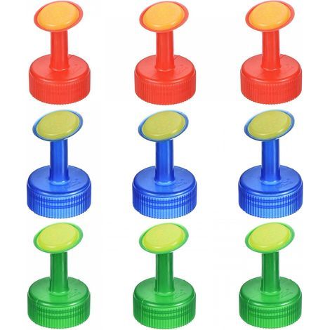 9Pcs Arrosoir Bidon Bouteille Bouchons, 28mm Diamètre Intérieur Arrosage Buse Têtes pour Jardinage, Rouge Vert Bleu (1/5)