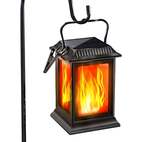 Lumières Solaires Flamme,Éclairage Extérieur Solaire à Effet Flamme Réaliste - Lanternes Décoratives Portables pour Jardin Terrasse Porche Camping Halloween (1/5)