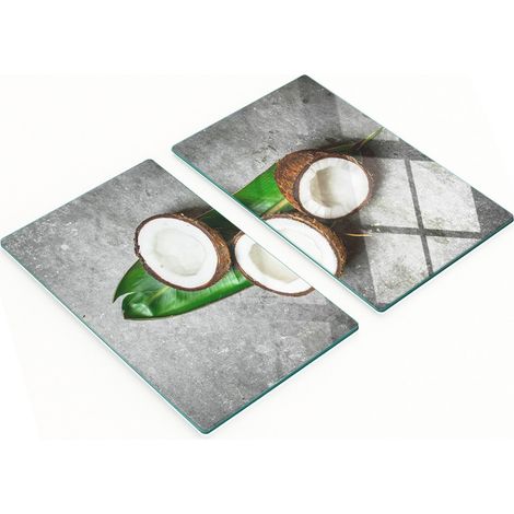 Servierbretter aus Glas mit Grafik – Halbe Kokosnuss, 2 x 30 x 52 cm (1/5)
