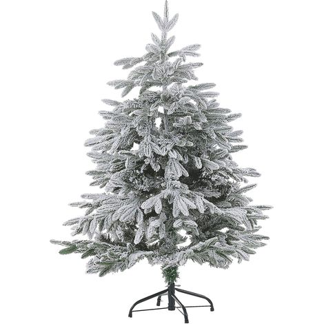 Albero di Natale Artificiale Bianco Innevato Base Metallo PVC 120 cm Bassie