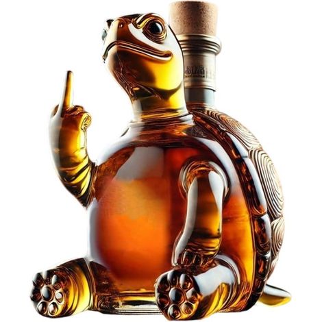 Decanter per whisky 3D (300 ml), divertente bottiglia per whisky a forma di tartaruga, vetro soffiato a mano, bottiglia per liquori, decorazione per bar ( (1/5)